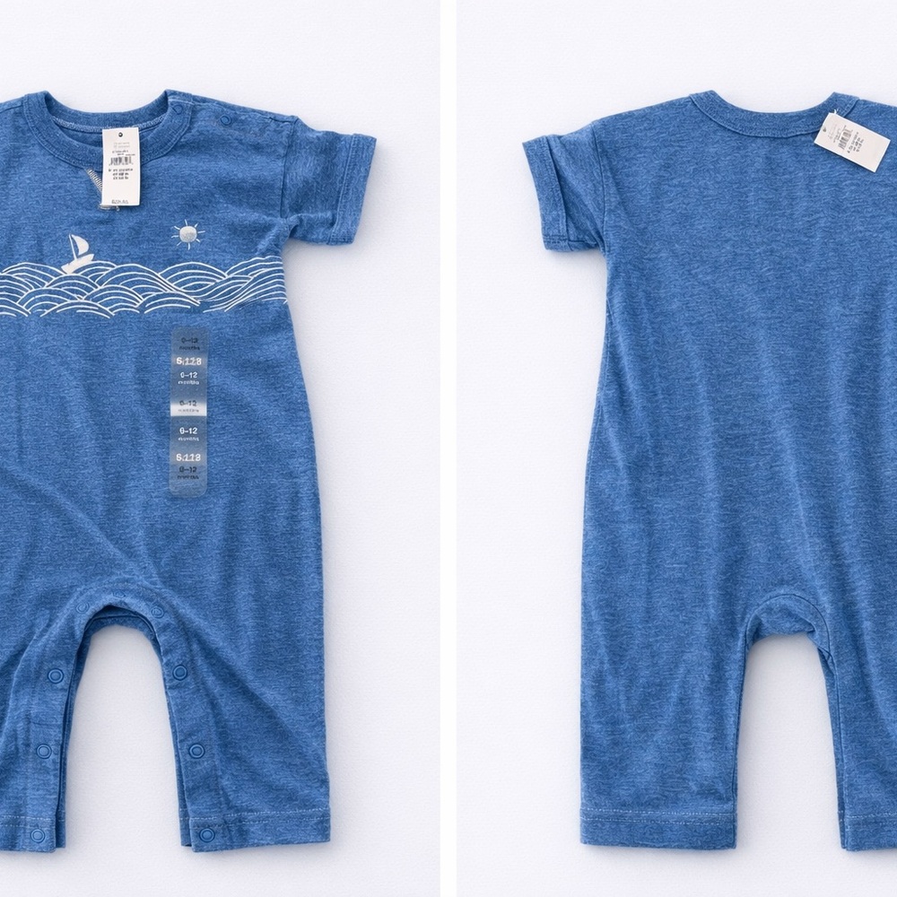 Baby Gap Blue Ocean Graphic Romper | 6–12M